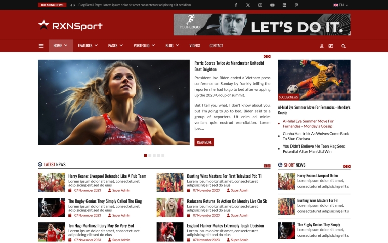 Rxnsport Joomla Sports and Sport News Template