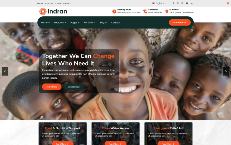 Indran Nonprofit Charity Joomla Template